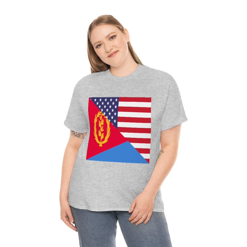 Eritrea American Flag Tee Shirt | Unisex Eritrean USA Tshirt