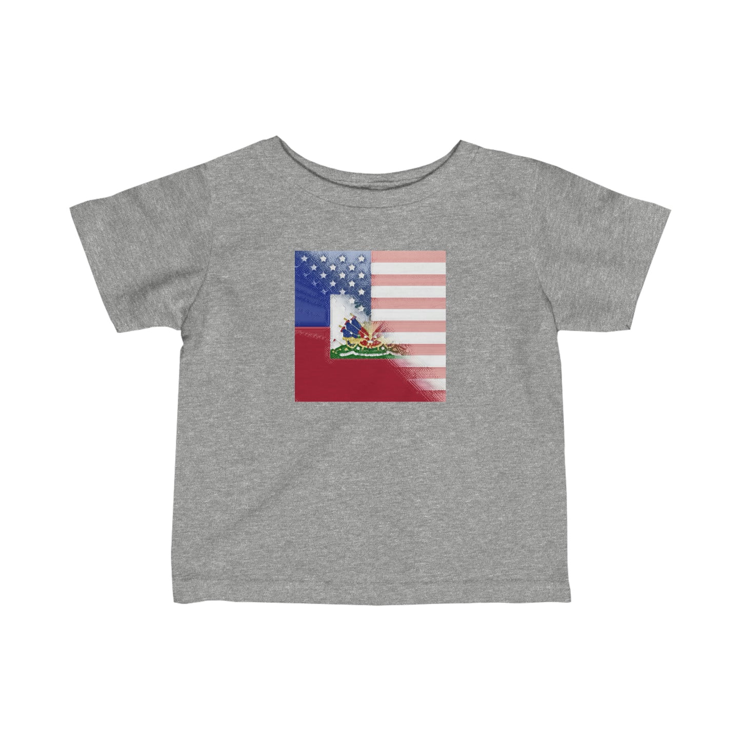 Infant Haiti America Flag Painted | Half Haitian American Flag Toddler Tee Shirt