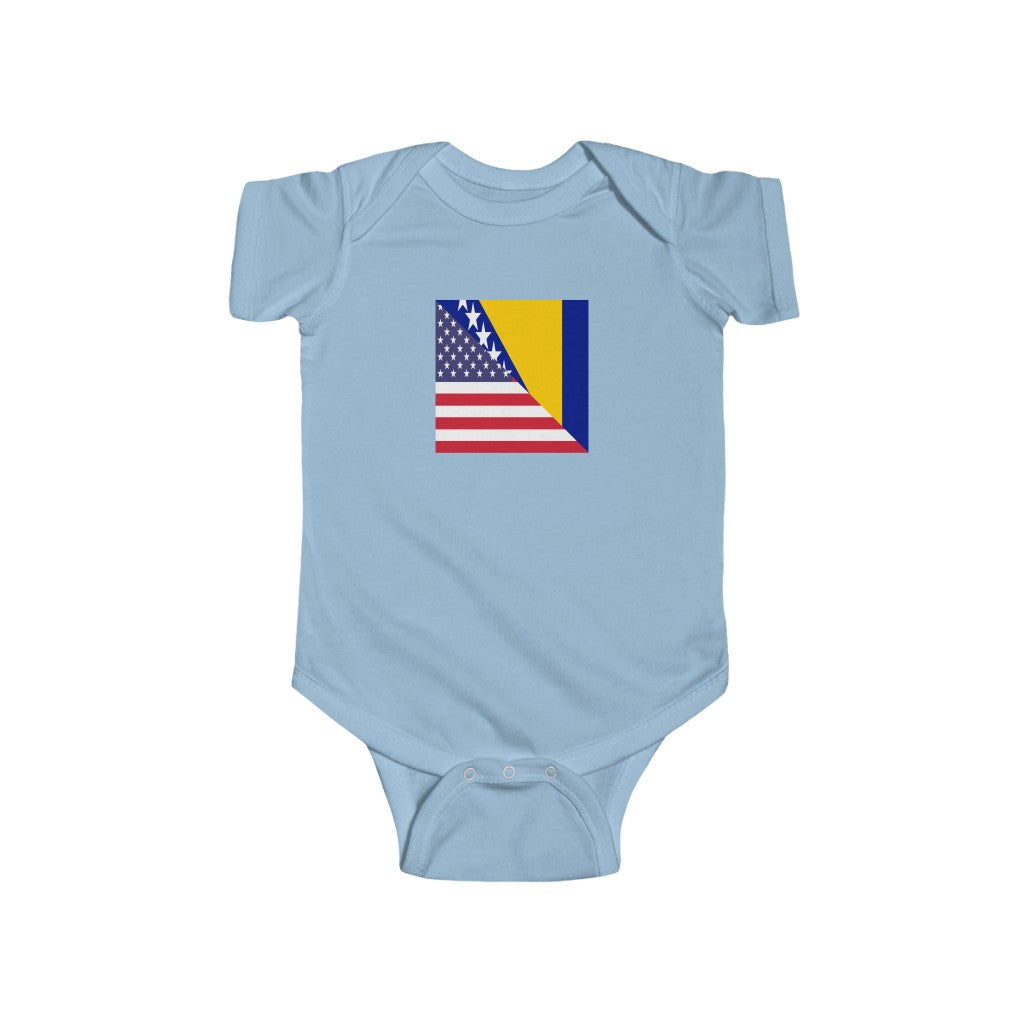 Bosnia and Herzegovina American Flag Baby Bodysuit | Bosnia USA Newborn