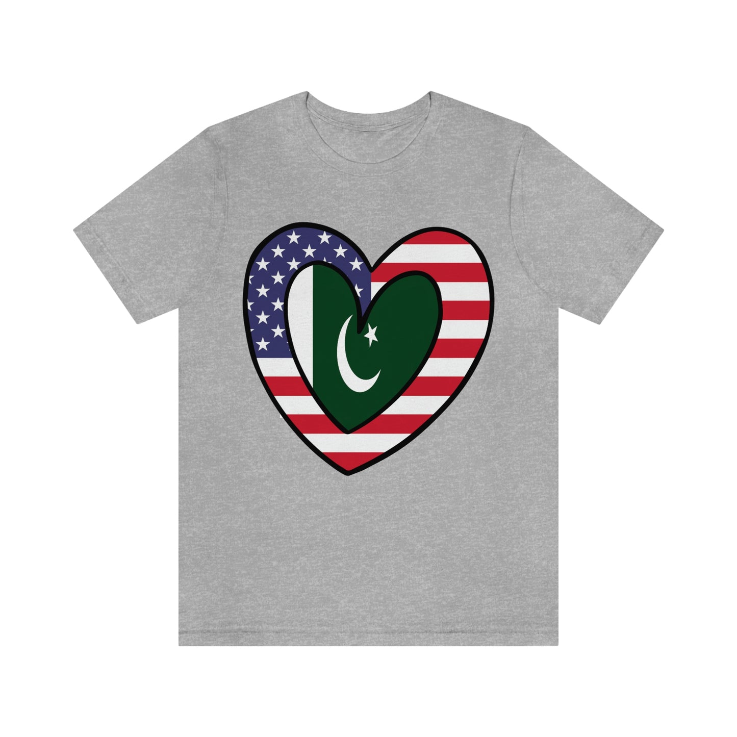 Pakistani American Heart Valentines Day Gift Tee Shirt | Half Pakistani USA Flag T-Shirt