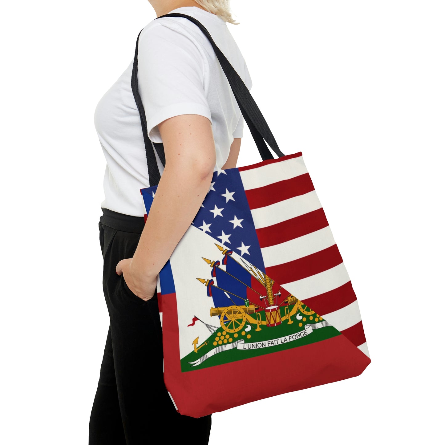 Haiti America Flag | Half Haitian American Flag Ayiti Tote Bag | Shoulder Bag