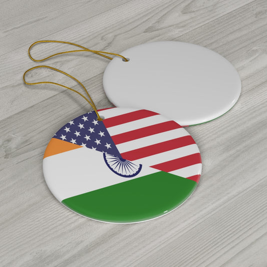 Indian American Flag Ceramic Ornaments | India USA Christmas Tree