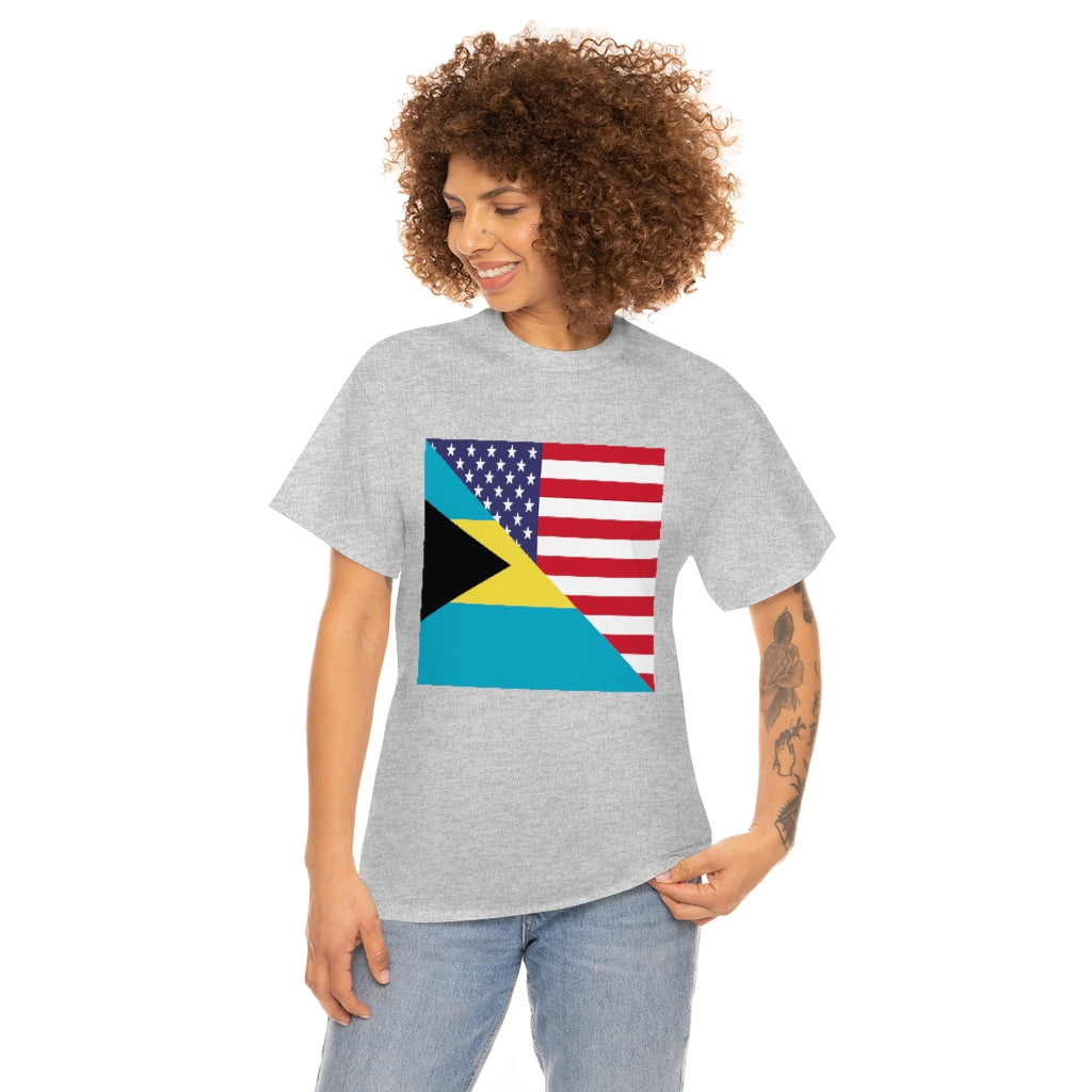 Bahamian American Flag Tee Shirt | Bahamas USA Tshirt