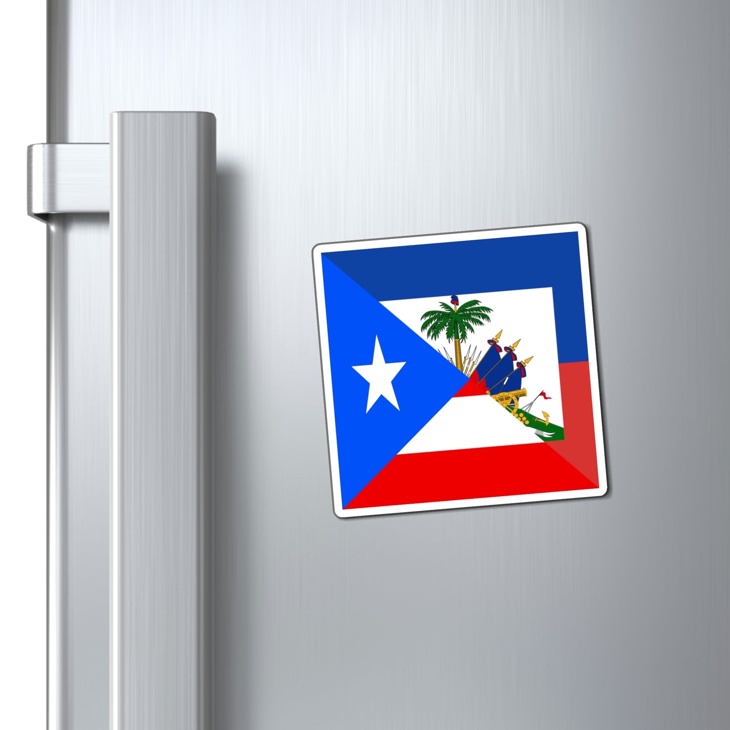 Puerto Rican Haitian Flag Half PR Haiti Magnet