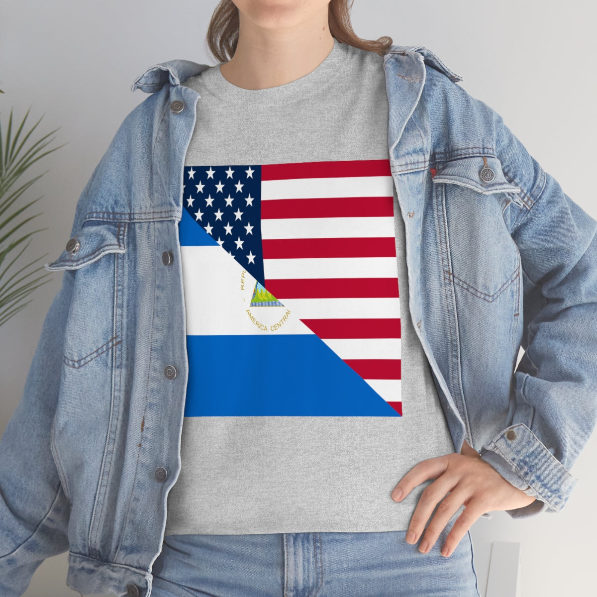 Nicaraguan American Flag Half Nicaragua USA T-Shirt | Unisex Tee Shirt