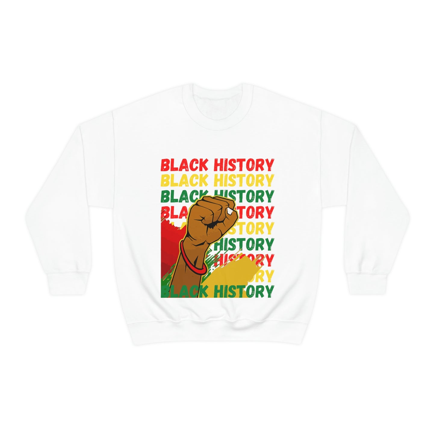 Black History Month Power Fist Crewneck Sweatshirt | Black Excellence African American History