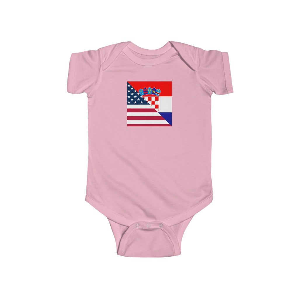 Croatian American Flag Baby Bodysuit | Unisex Half Croatia USA