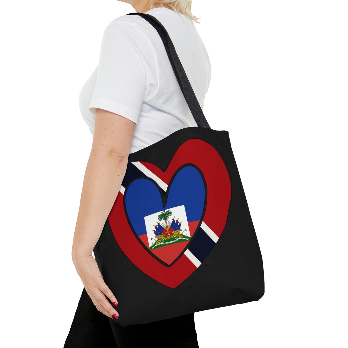 Haitian Trini Flag Heart Haiti Trinidad Tobago Tote Bag | Shoulder Bag