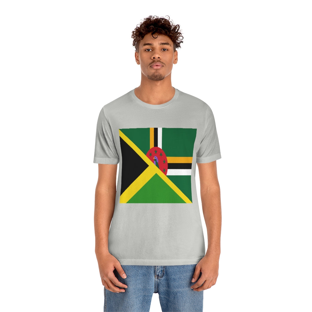 Half Dominican Jamaican Flag Tee | Dominica Jamaica Men Women Shirt