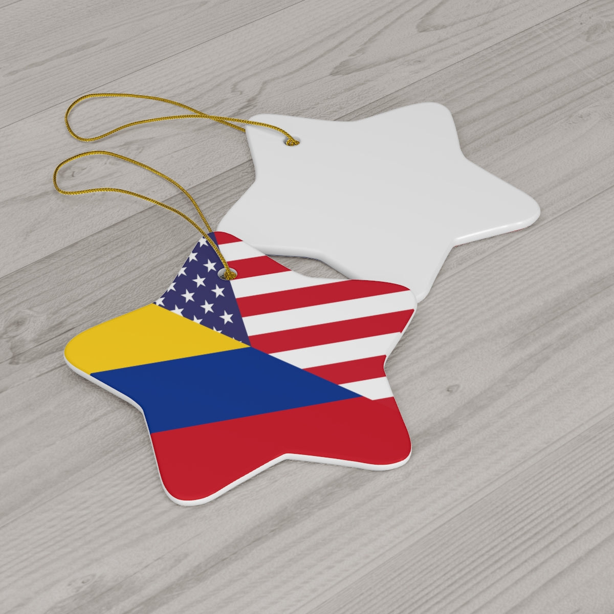 Colombian American Flag Ceramic Ornaments | Colombia USA Holiday Christmas Tree