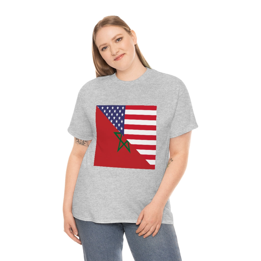 Moroccan American Flag Tee Shirt | Morocco USA Tshirt