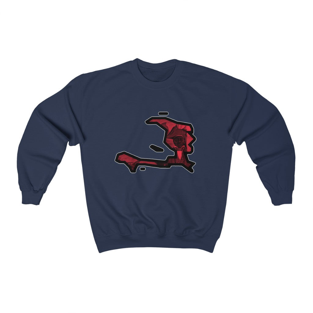 Red Dessalines Island Crewneck Sweatshirt | Haiti Ayiti Haitian Clothing