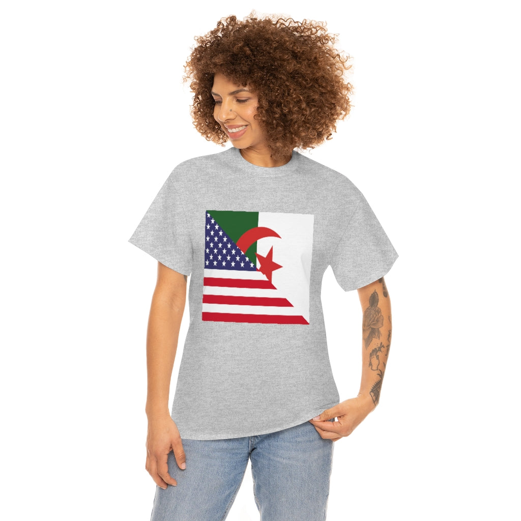 Algerian American Flag Tee Shirt | Algeria USA Tshirt