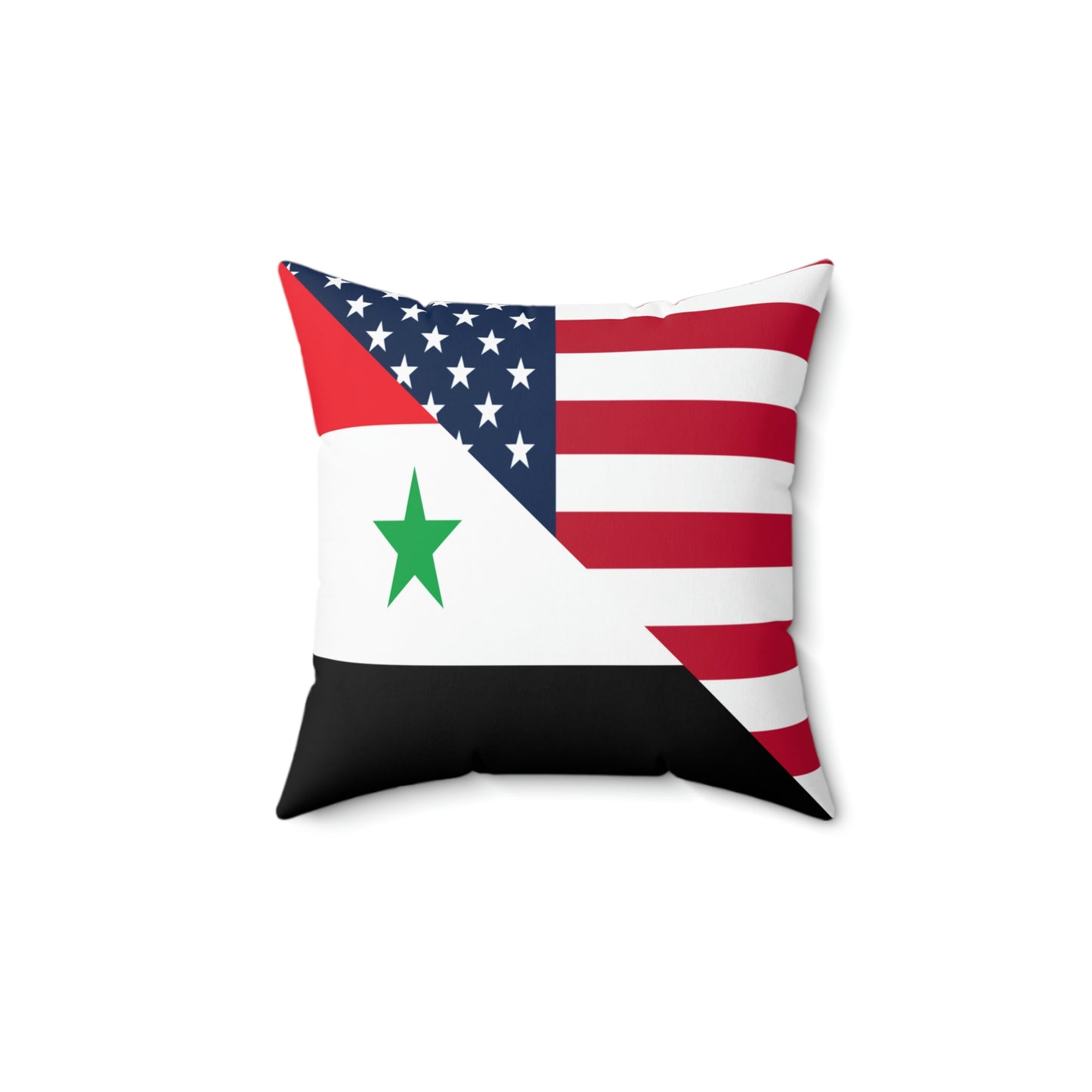 Syrian American Flag Half Syria USA Spun Polyester Square Pillow