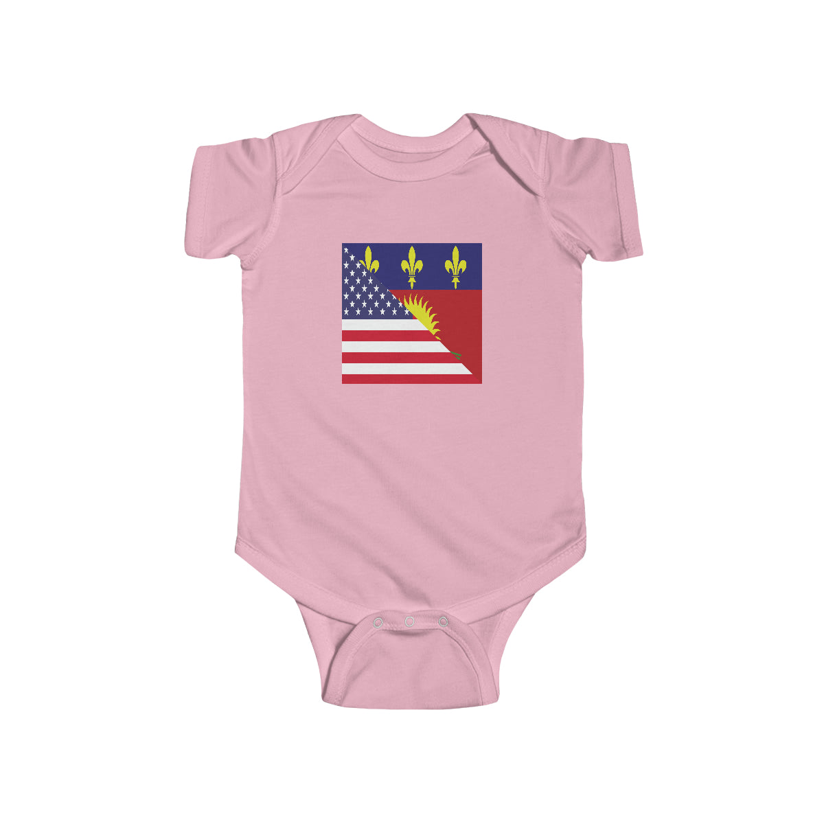 Guadeloupe American Flag Half Guadeloupean USA Baby Bodysuit | Newborn Boy Girl