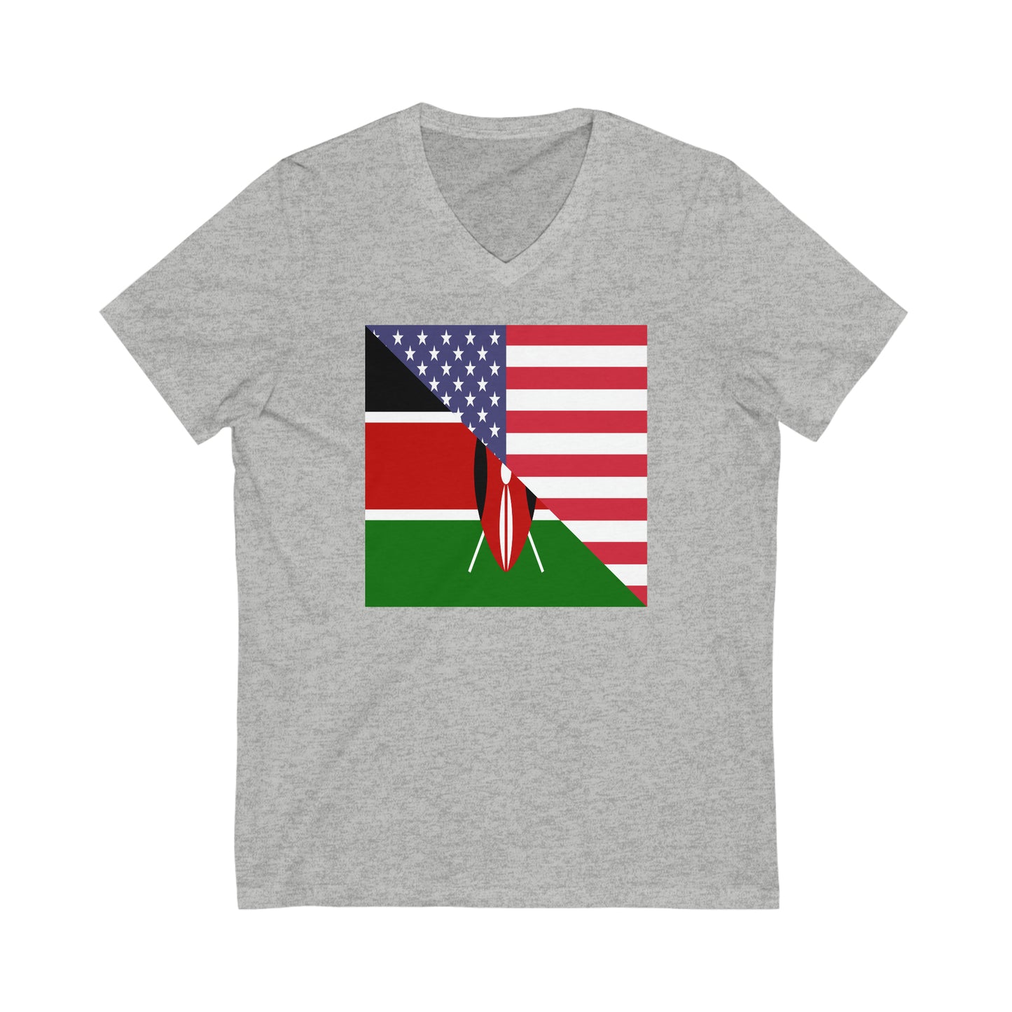 Kenyan American Flag Kenya USA V-Neck T-Shirt | Unisex Vee Shirt