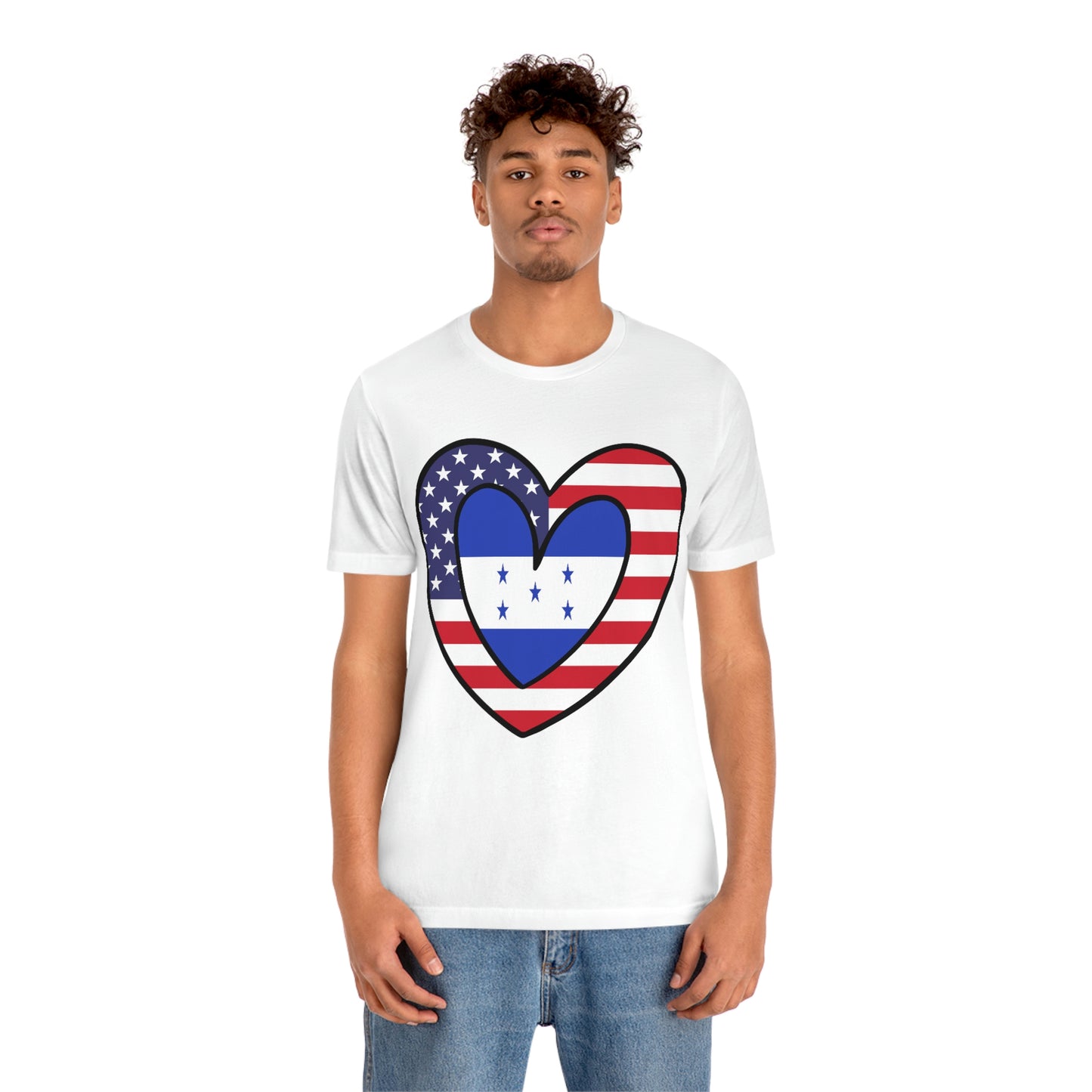 Honduran American Heart Valentines Day Gift Tee Shirt | Half Honduras USA Flag T-Shirt