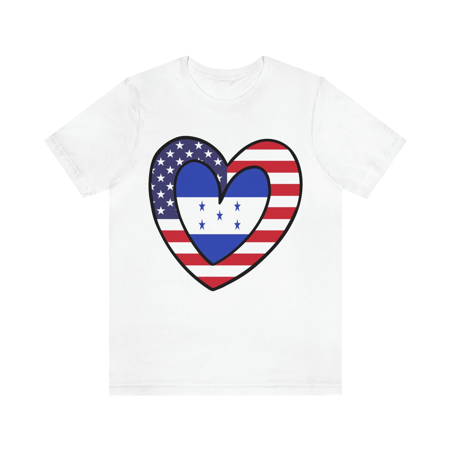 Honduran American Heart Valentines Day Gift Tee Shirt | Half Honduras USA Flag T-Shirt