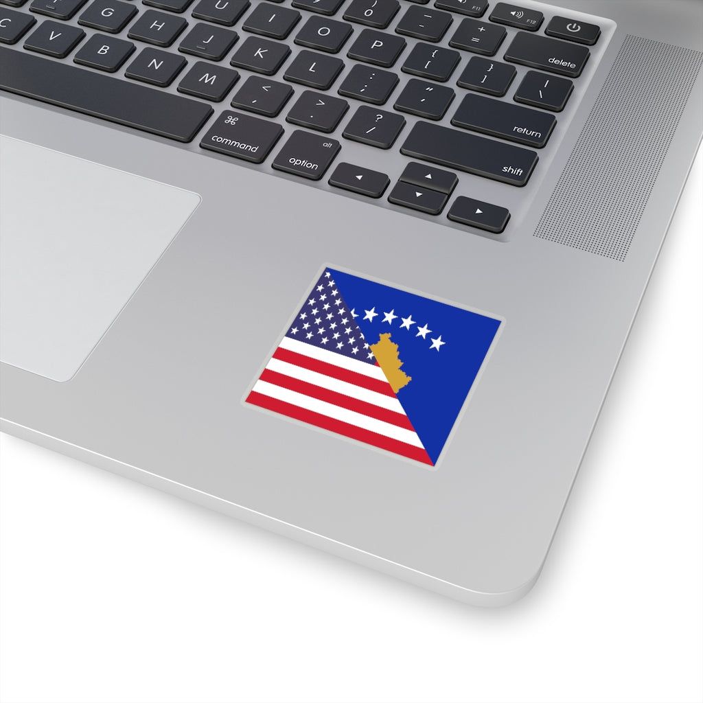 Kosovar American Flag Sticker | Kosovo USA Stickers