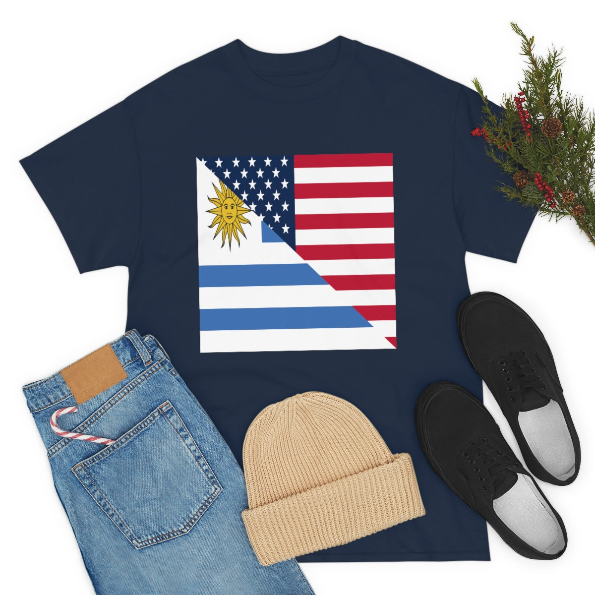 Uruguay American Flag Half Uruguayan USA T-Shirt | Unisex Tee Shirt