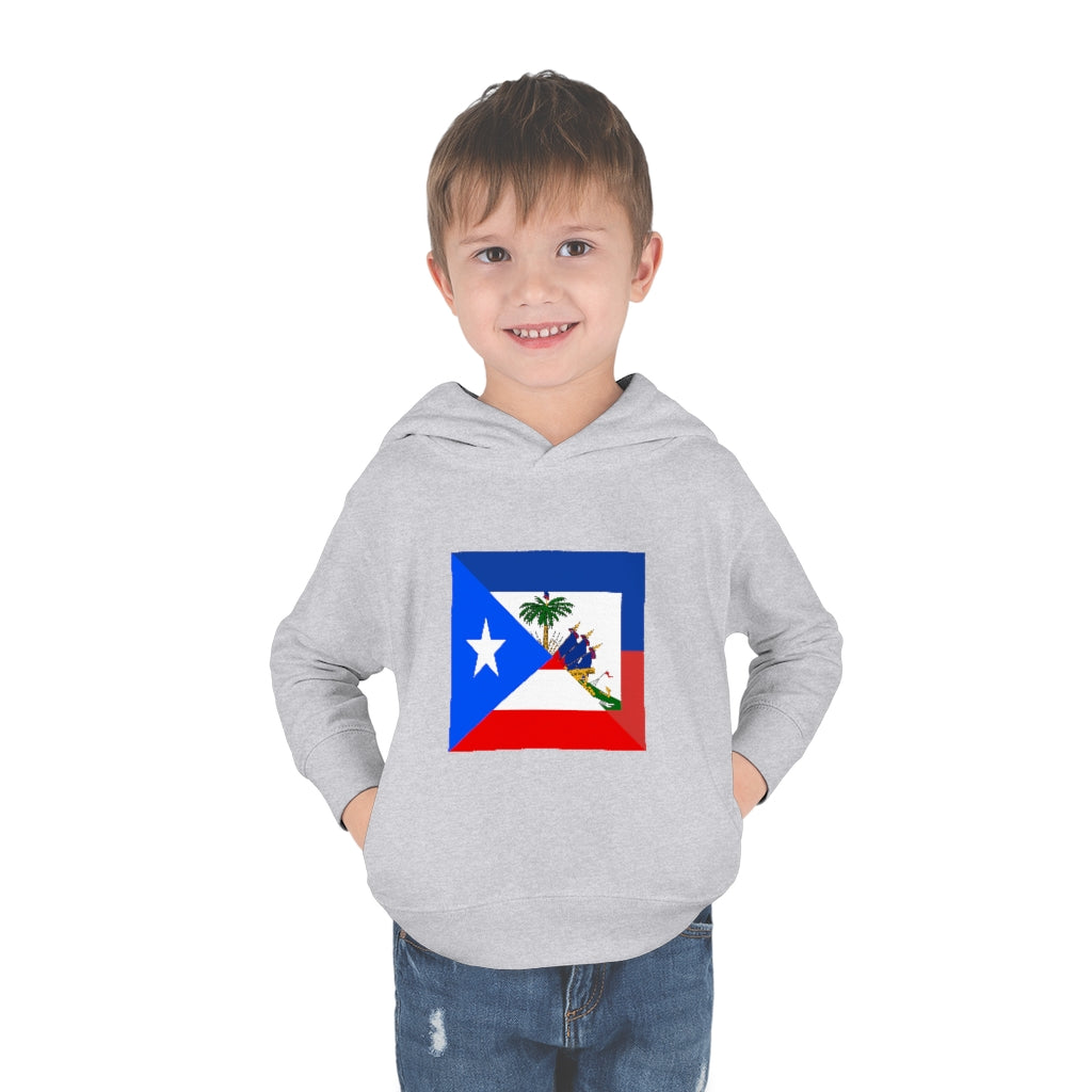 Toddler Haitian Puerto Rican Flag Pullover Fleece Hoodie | Haiti PR