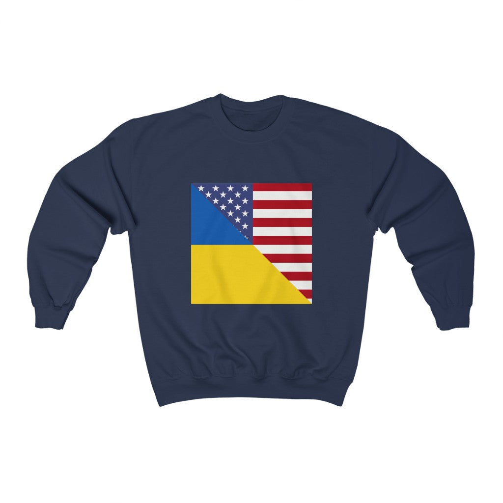 Ukrainian-American Flag Crewneck Sweatshirt | Ukraine USA