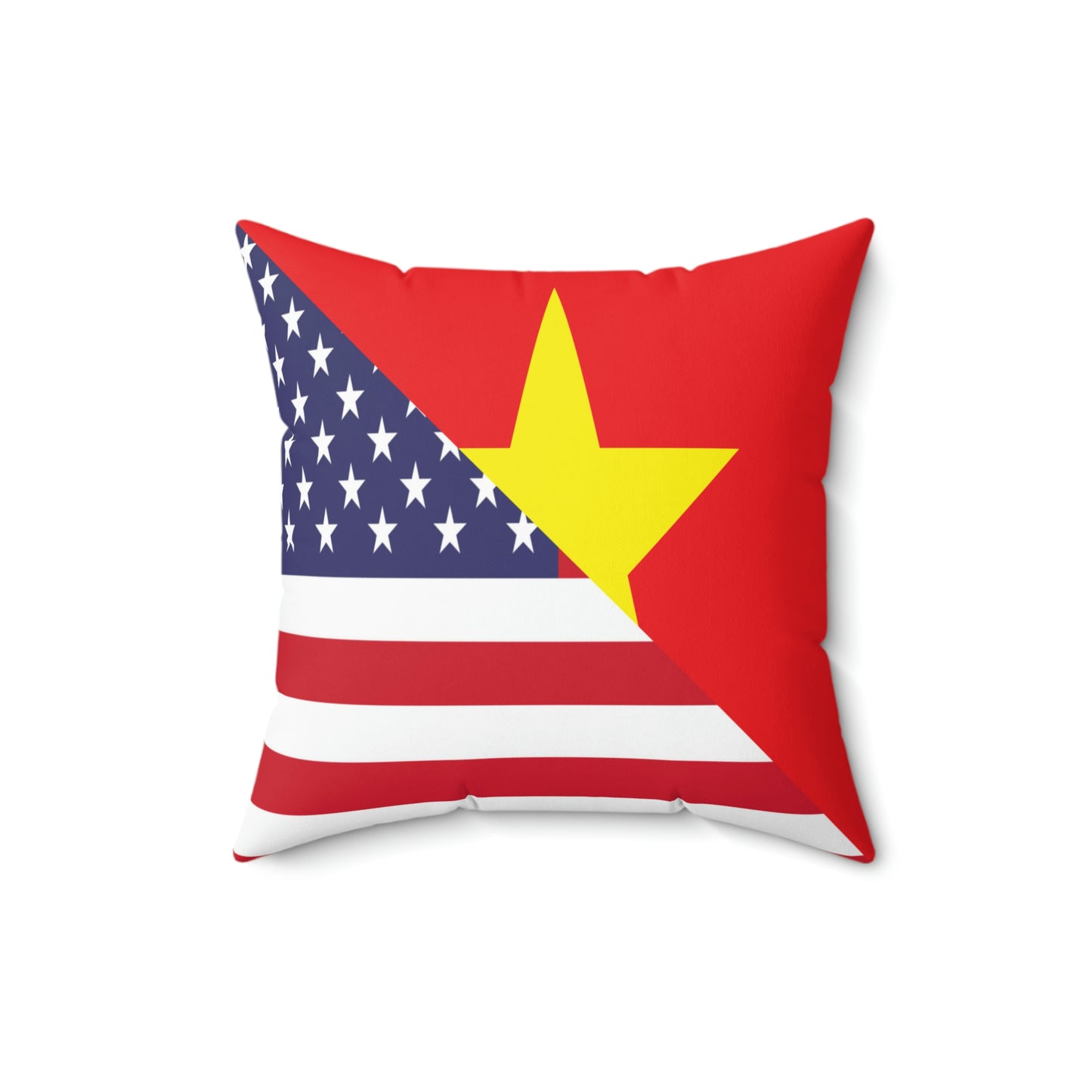 Vietnamese American Flag Half Vietnam USA Spun Polyester Square Pillow