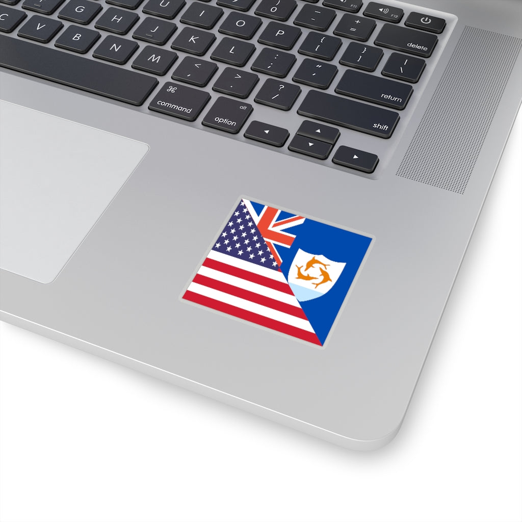 Anguillan American Flag Sticker | Anguilla USA Stickers