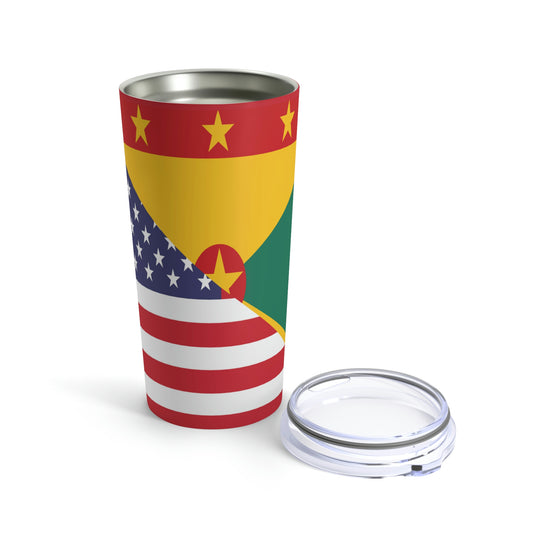 Grenadan American Flag Half Grenada USA Tumbler 20oz Beverage Container