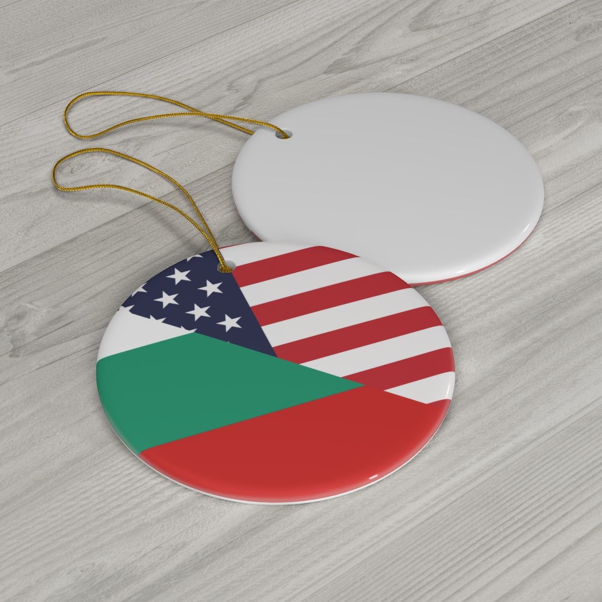 Bulgaria American Flag Ceramic Ornaments | Bulgarian USA Holiday Christmas Tree