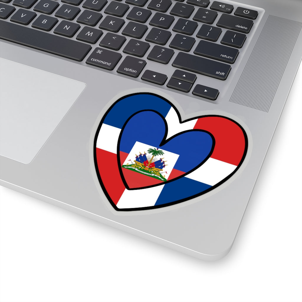 Dominican Haitian Flag Inner Heart Sticker | Dominican Republic Haiti Accessory