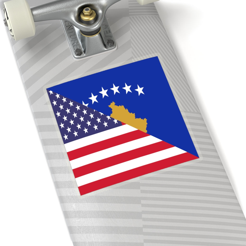 Kosovar American Flag Sticker | Kosovo USA Stickers