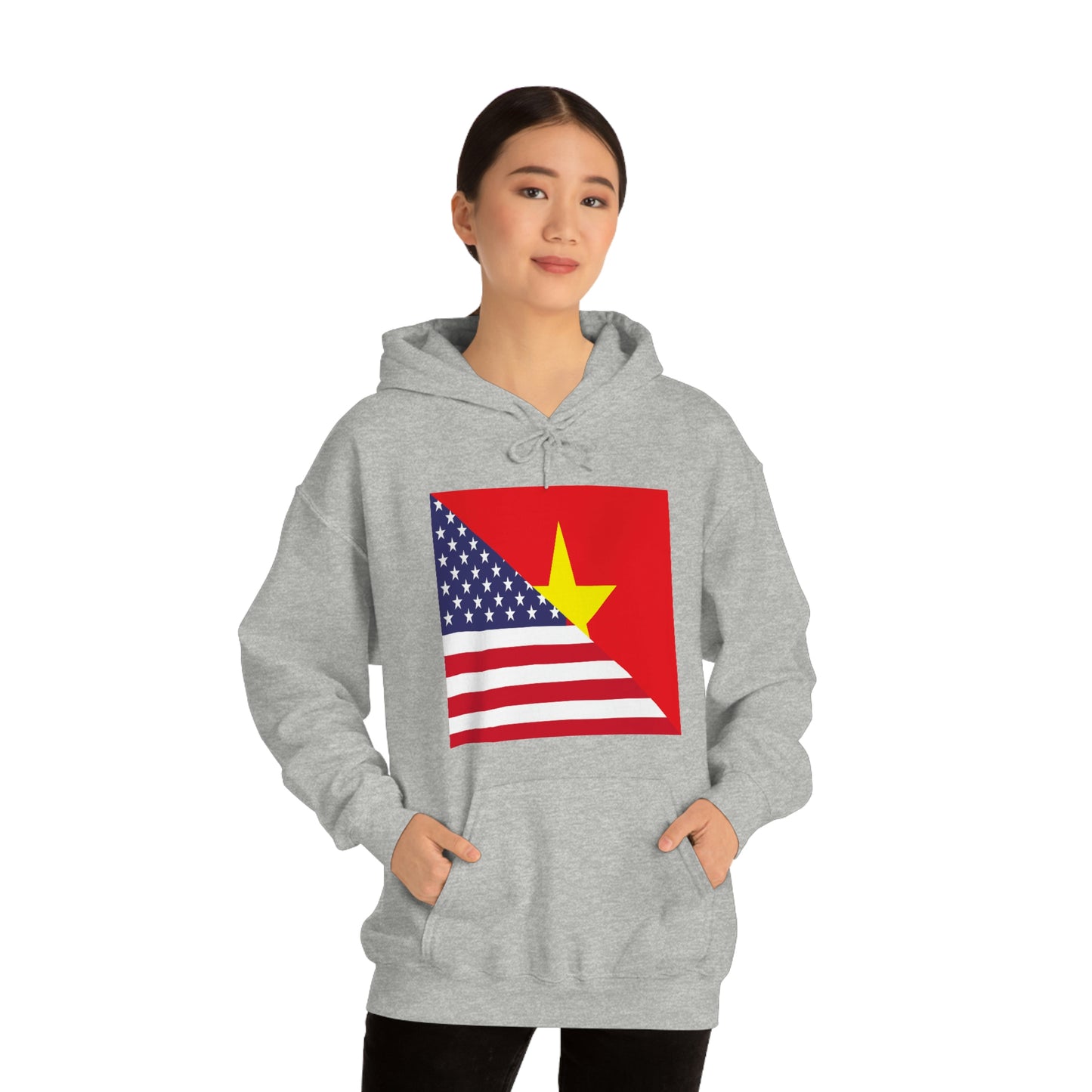 Vietnamese American Flag Half Vietnam USA Hoodie | Unisex Pullover Hooded Sweatshirt