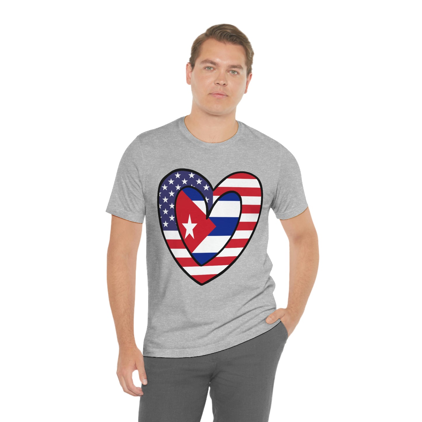 Cuban American Heart Valentines Day Gift Tee Shirt | Half Cuba USA Flag T-Shirt