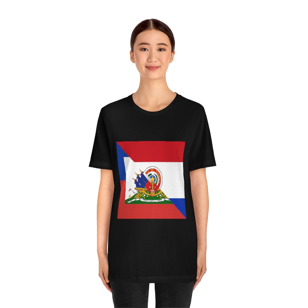 Half Haitian Paraguayan Flag Tee | Haiti Paraguay Men Women Shirt