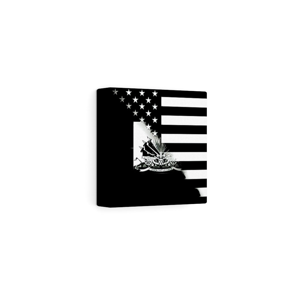 Haitian American Flag Black And White Canvas Gallery Wraps | Haiti USA