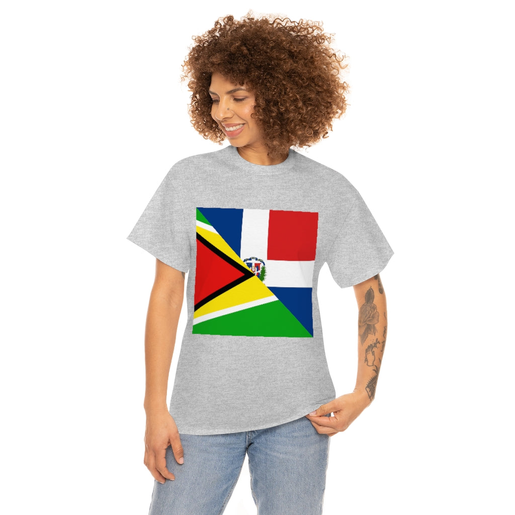 Guyanese Dominican Republic Flag Tee Shirt | Unisex Guyana DR T-shirt