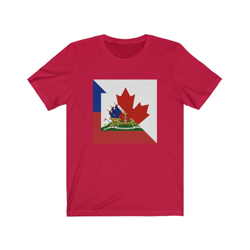 Half Haitian Canadian Flag Tee | Haiti Canada T-Shirt