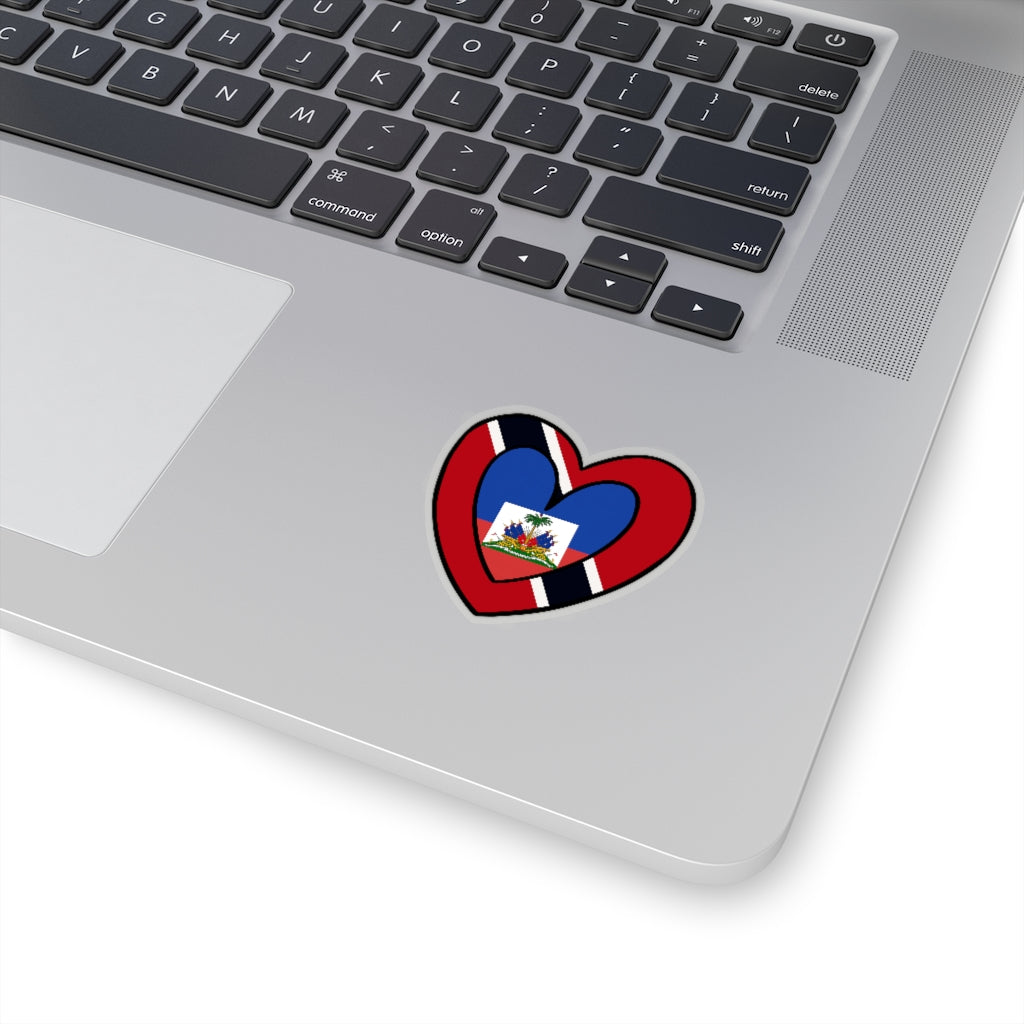 Haitian Trini Heart Flag Sticker | Haiti Trinidad and Tobago Stickers