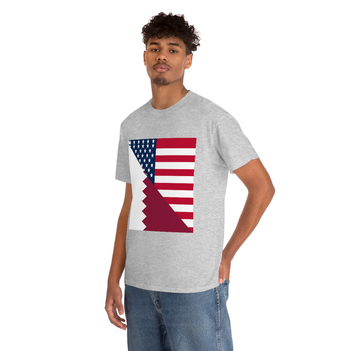 Qatar American Flag Half Qatari USA T-Shirt | Unisex Tee Shirt