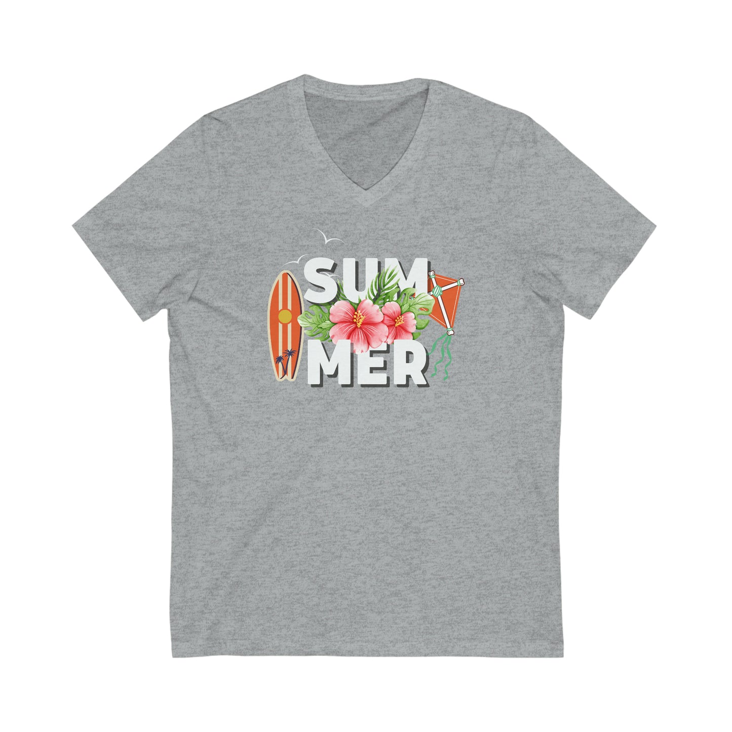 Summer Surfboard and Kite 2 V-Neck T-Shirt | Unisex Vee Shirt