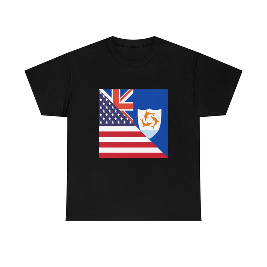 Anguillan American Flag Tee Shirt | Anguilla USA Tshirt