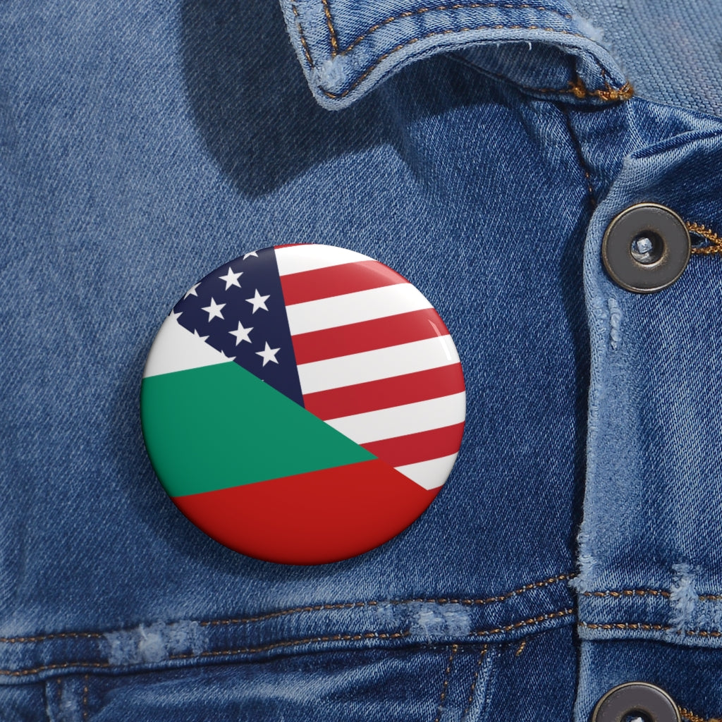 Bulgarian American Flag Pin Button | Half Bulgaria USA