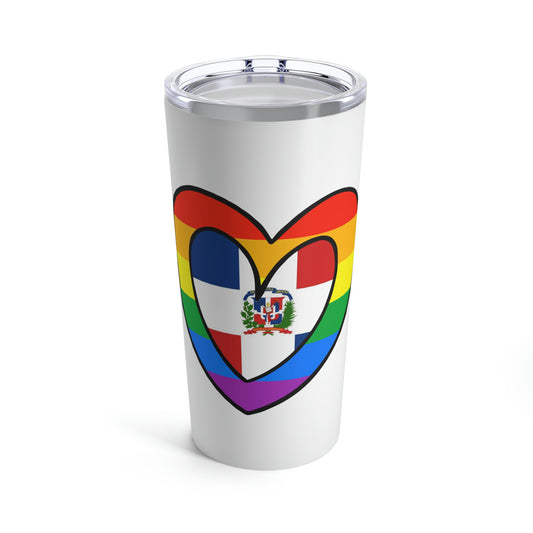 Dominican Rainbow Flag Heart Valentines Day Gift DR Pride Month Tumbler 20oz