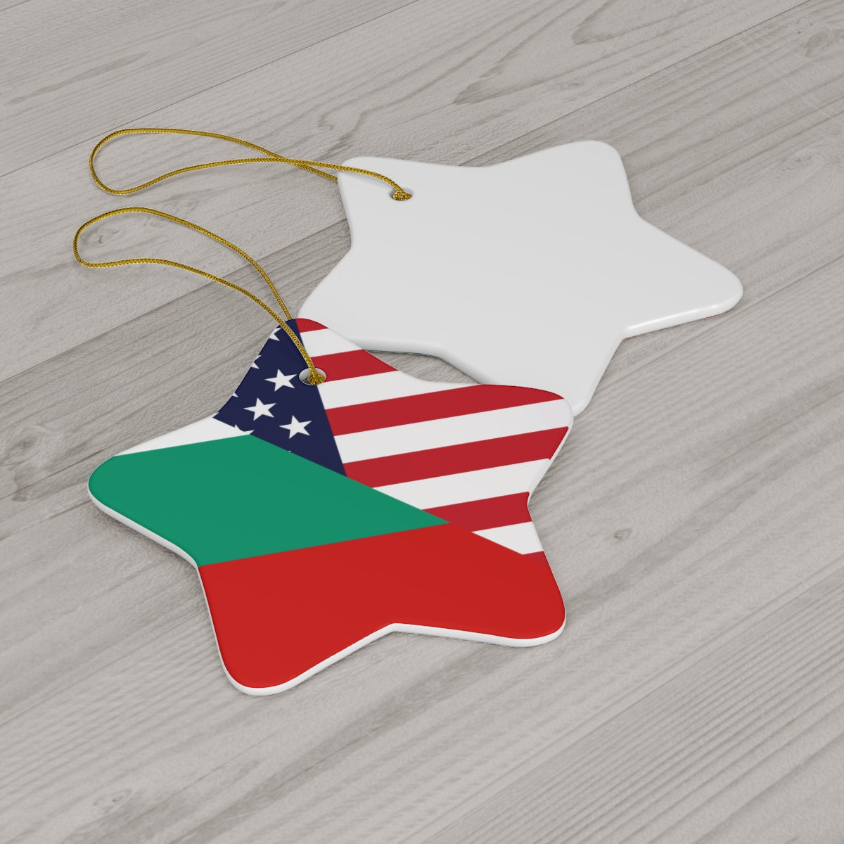 Bulgaria American Flag Ceramic Ornaments | Bulgarian USA Holiday Christmas Tree