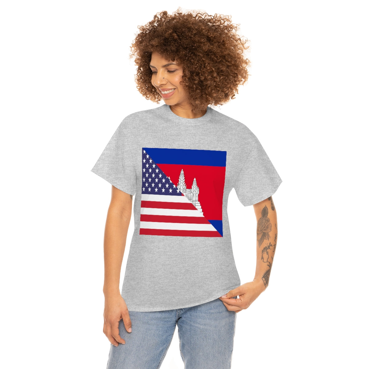 Cambodian American Flag Half Cambodia USA T-Shirt | Unisex Tee Shirt