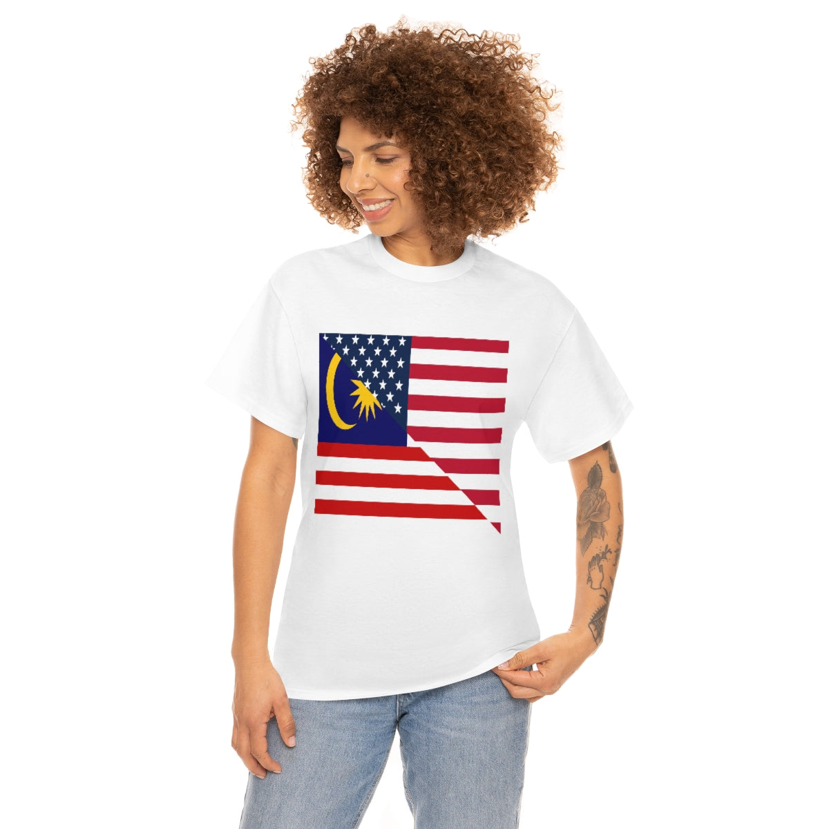 Malaysia American Flag Half Malaysian USA  T-Shirt | Unisex Tee Shirt