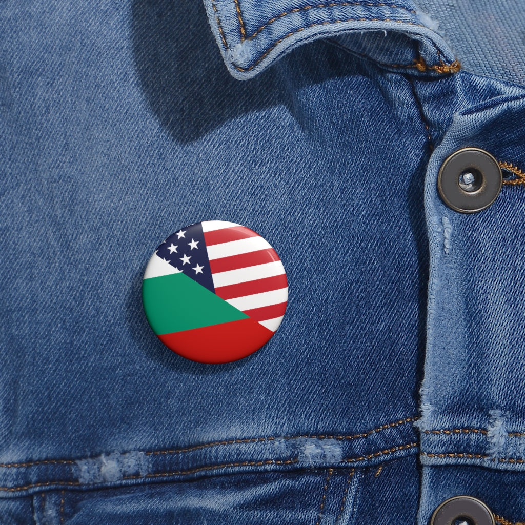 Bulgarian American Flag Pin Button | Half Bulgaria USA