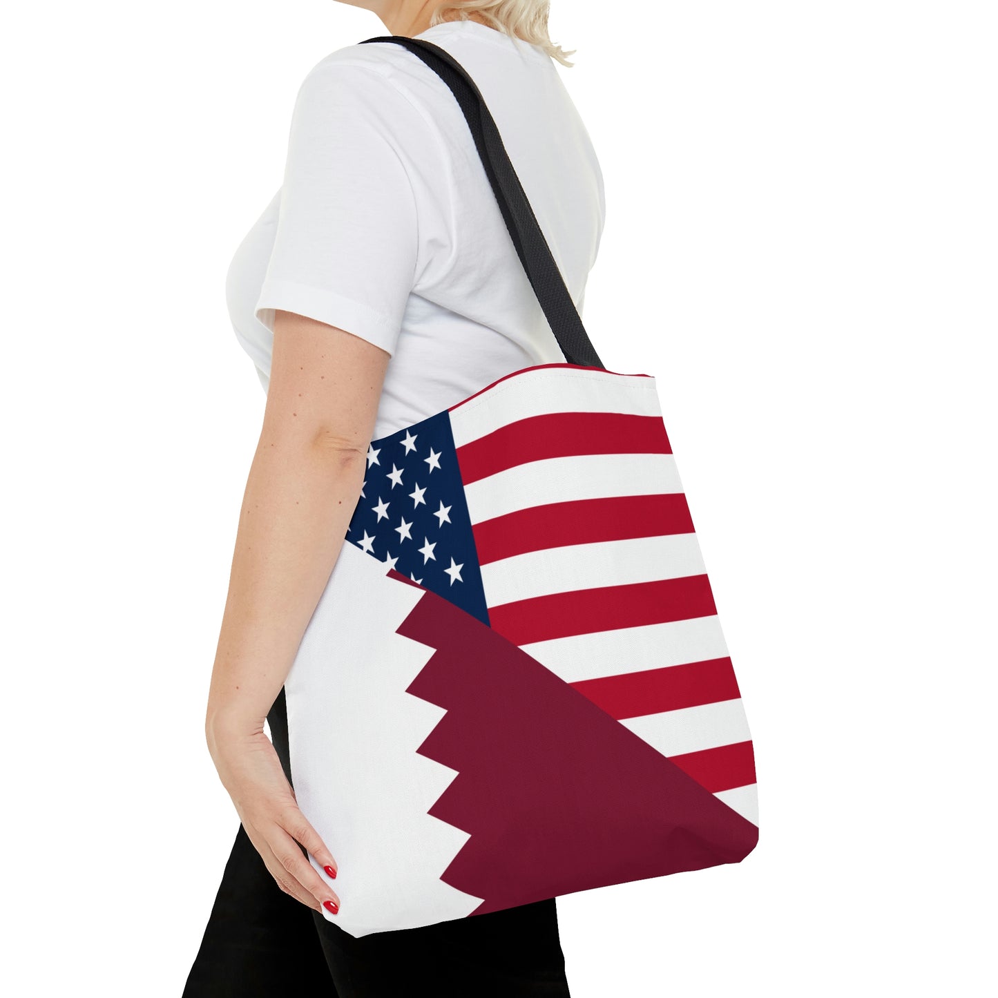 Qatar American Flag Half Qatari USA Tote Bag | Shoulder Bag