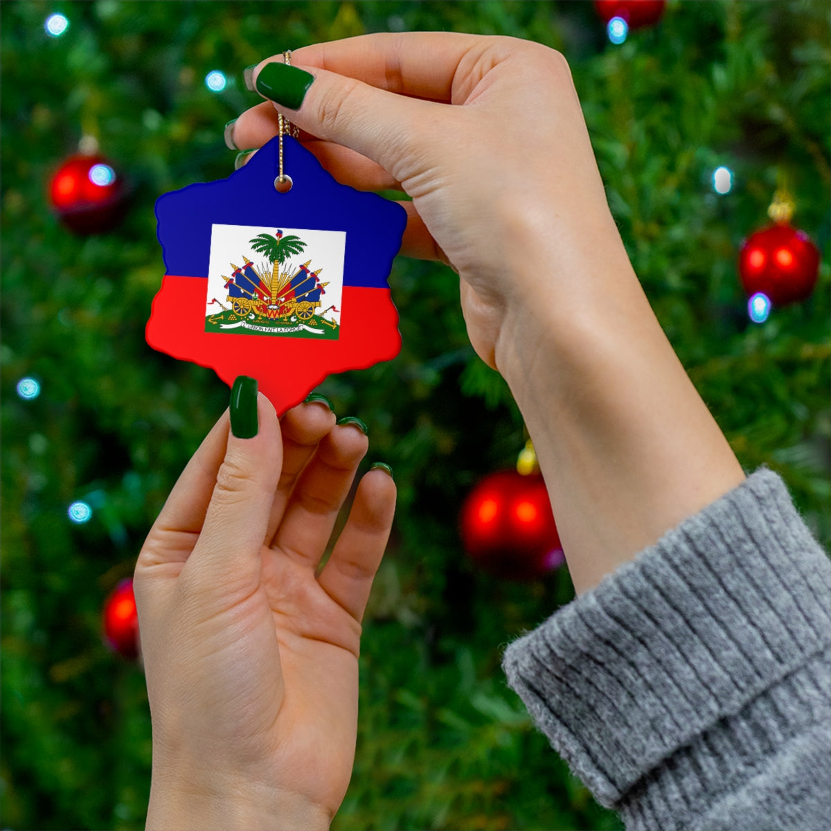 Haiti Flag Ceramic Ornaments | Haitian Christmas Tree